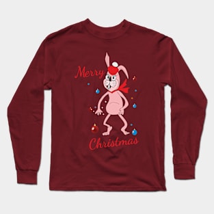 Pink rabbit, Merry Christmas Long Sleeve T-Shirt